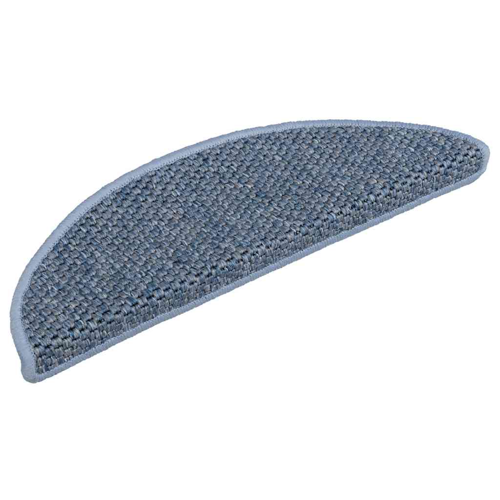 selvklæbende trappemåtter 30 stk. 56x17x3 cm sisal-look blå