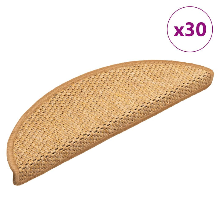 selvklæbende trappemåtter 30 stk. 56x17x3 cm sisal-look sisal