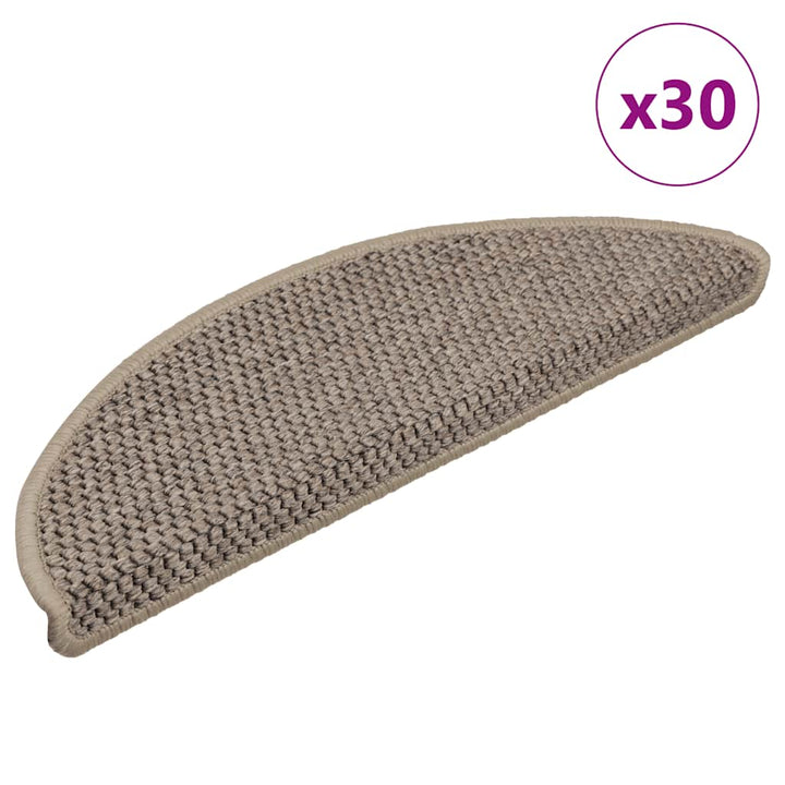 selvklæbende trappemåtter 30 stk. 56x17x3 cm sisal-look beige