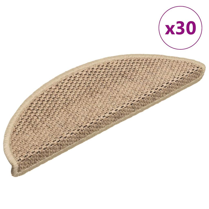 selvklæbende trappemåtter 30stk. 56x17x3cm sisal-look sandfarve