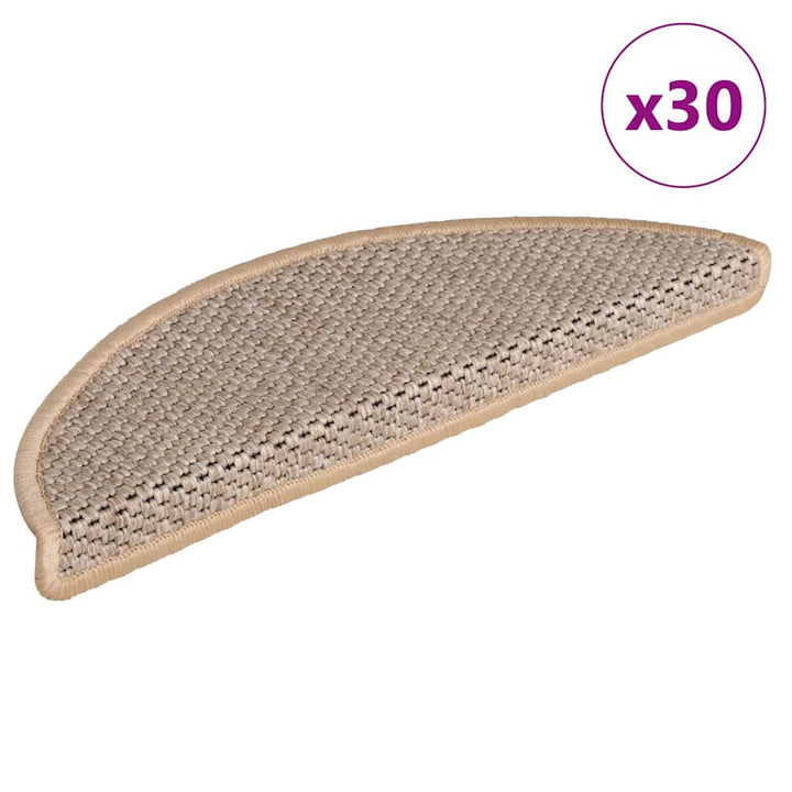 selvklæbende trappemåtter 30stk. 56x17x3cm sisal-look lys beige