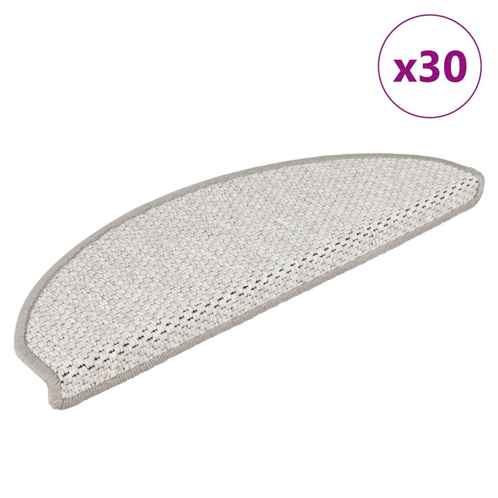 selvklæbende trappemåtter 30 stk. 65x21x4 cm sisal-look platina