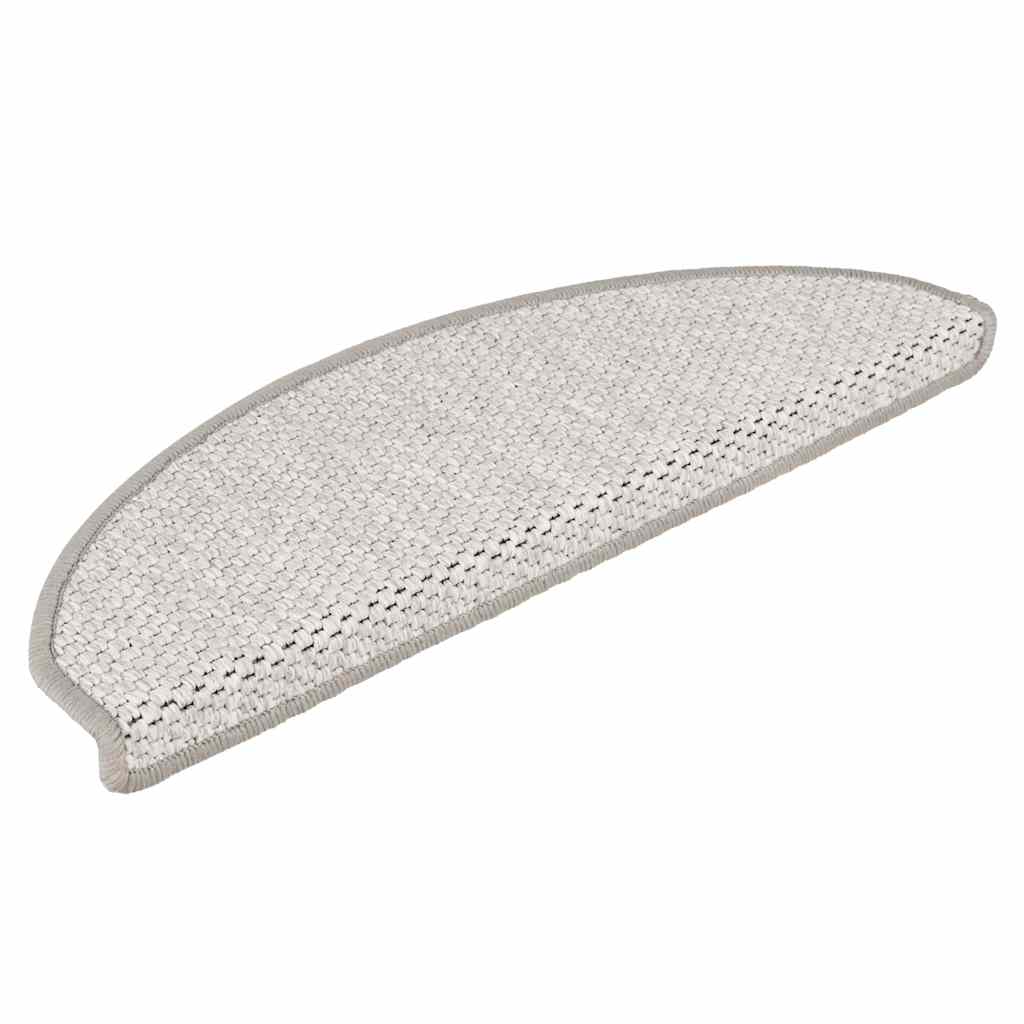 selvklæbende trappemåtter 30 stk. 65x21x4 cm sisal-look platina