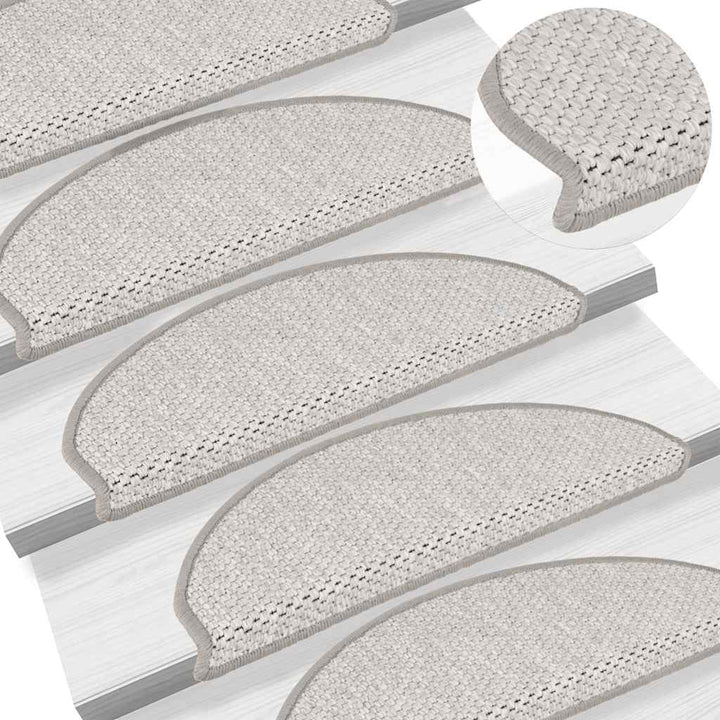 selvklæbende trappemåtter 30 stk. 65x21x4 cm sisal-look platina