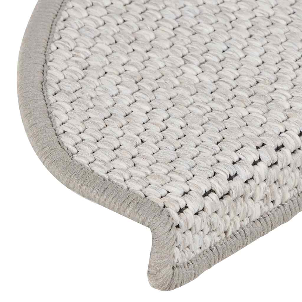 selvklæbende trappemåtter 30 stk. 65x21x4 cm sisal-look platina