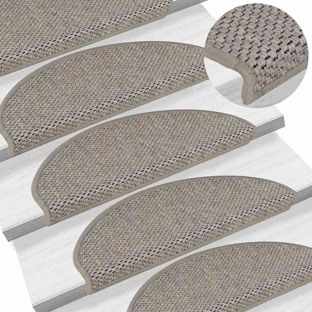 selvklæbende trappemåtter 30 stk. 65x21x4 cm sisal-look sølv