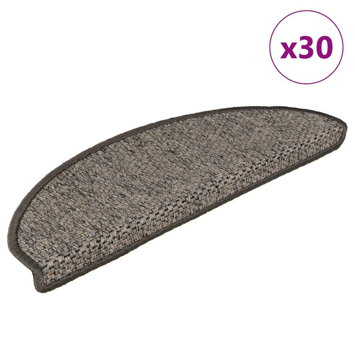 selvklæbende trappemåtter 30stk. 65x21x4cm sisal-look brunbeige