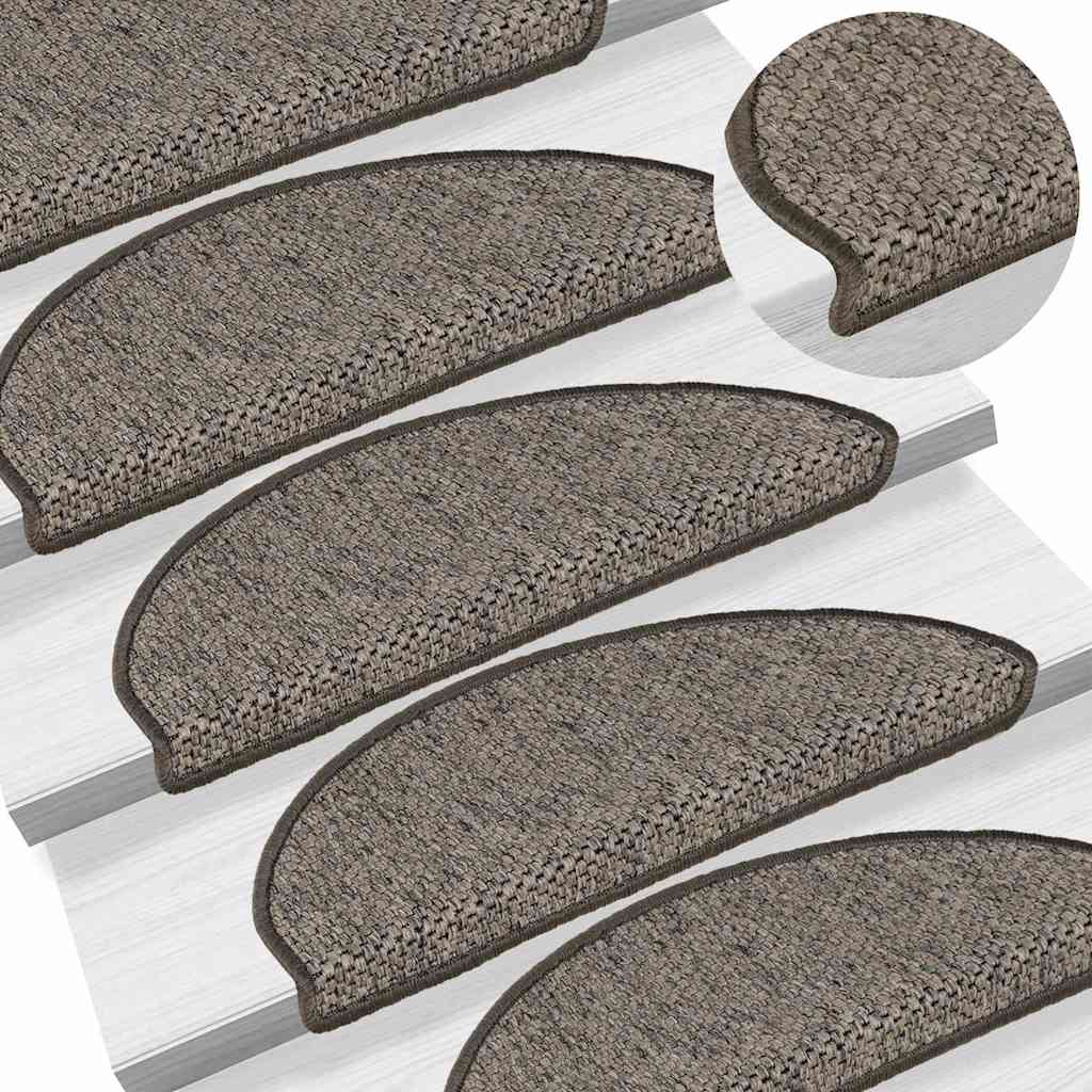 selvklæbende trappemåtter 30stk. 65x21x4cm sisal-look brunbeige