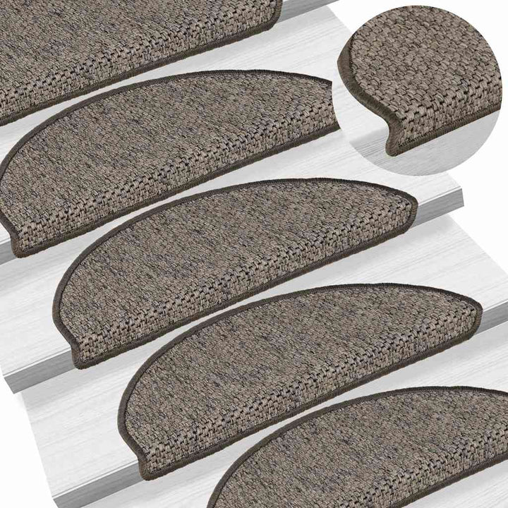 selvklæbende trappemåtter 30stk. 65x21x4cm sisal-look brunbeige