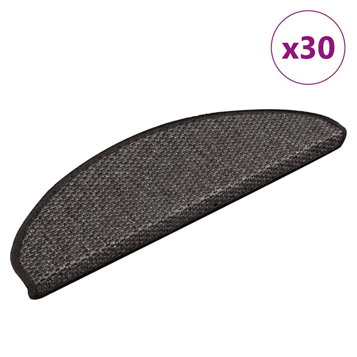 selvklæbende trappemåtter 30 stk. 65x21x4cm sisal-look antracit