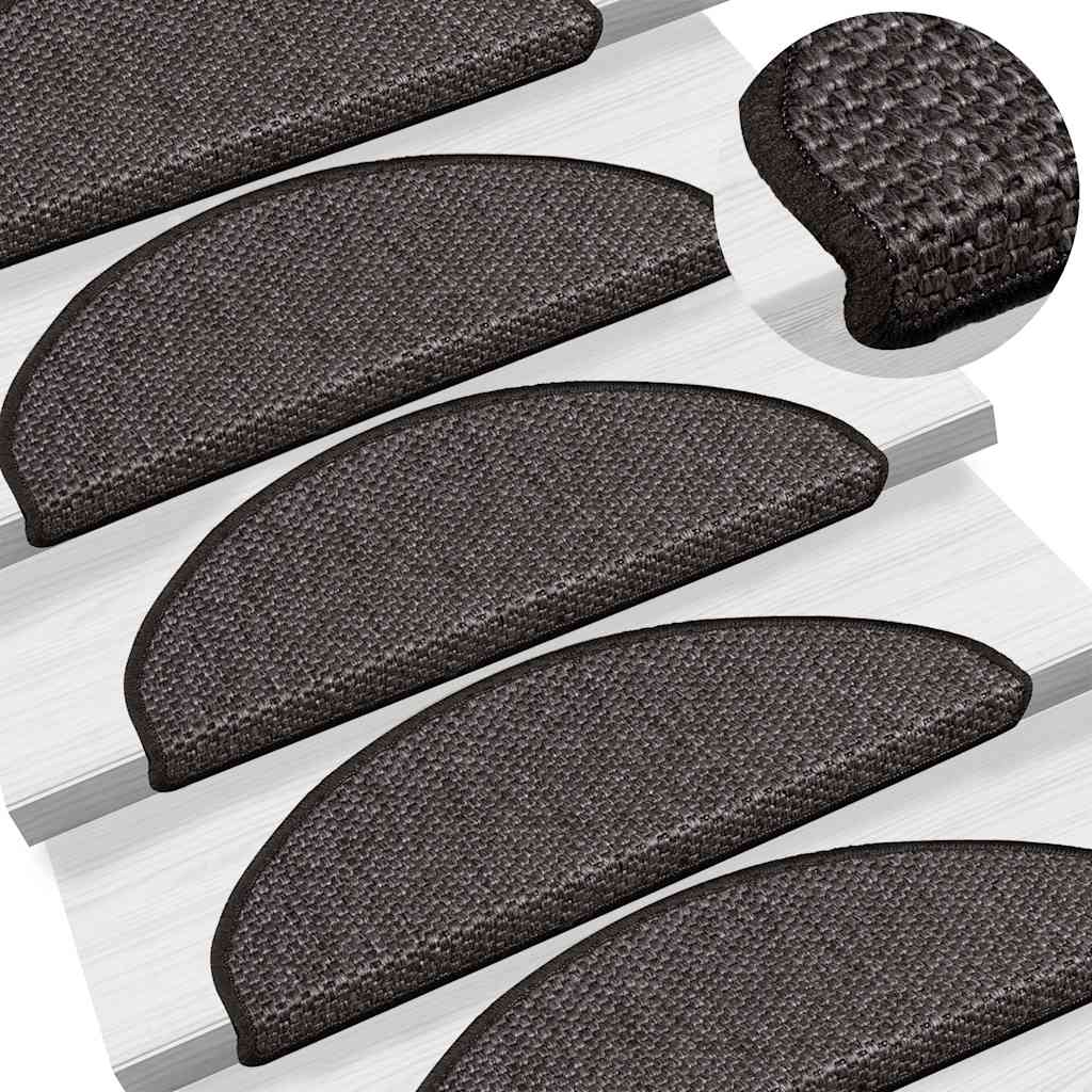 selvklæbende trappemåtter 30 stk. 65x21x4cm sisal-look antracit