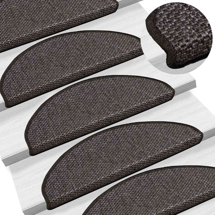 selvklæbende trappemåtter 30 stk. 65x21x4cm sisal-look antracit