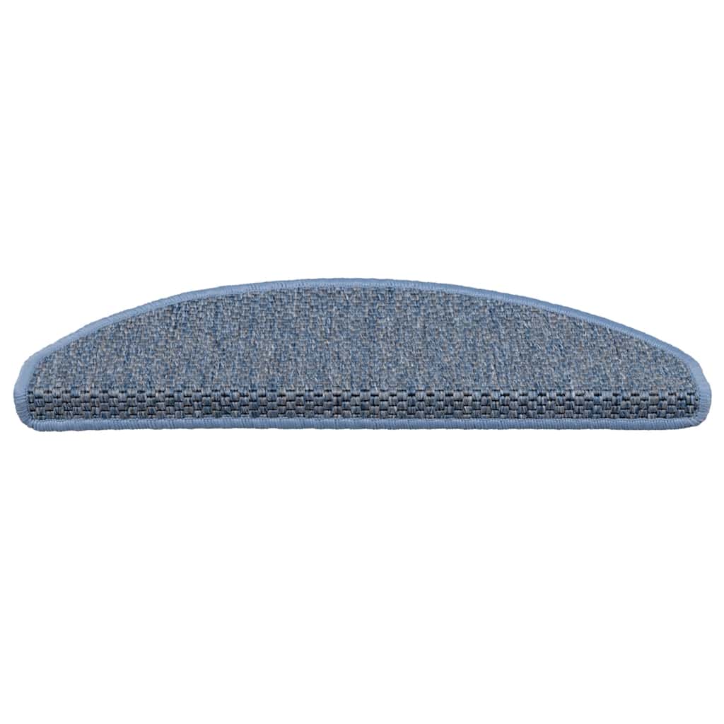 selvklæbende trappemåtter 30 stk. 65x21x4 cm sisal-look blå