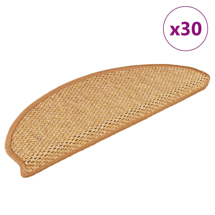 selvklæbende trappemåtter 30 stk. 65x21x4 cm sisal-look sisal