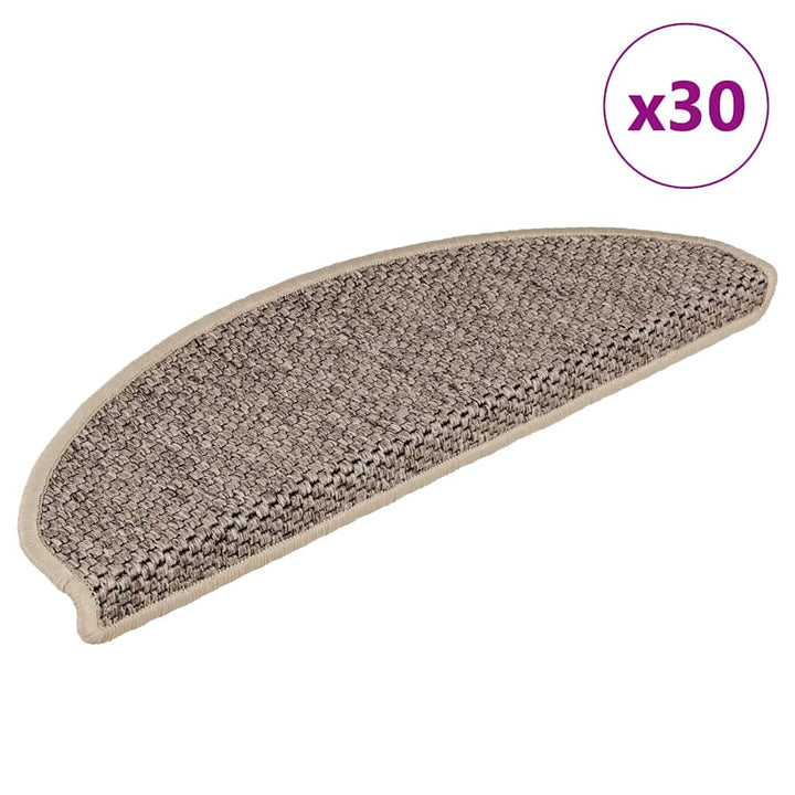 selvklæbende trappemåtter 30 stk. 65x21x4 cm sisal-look beige