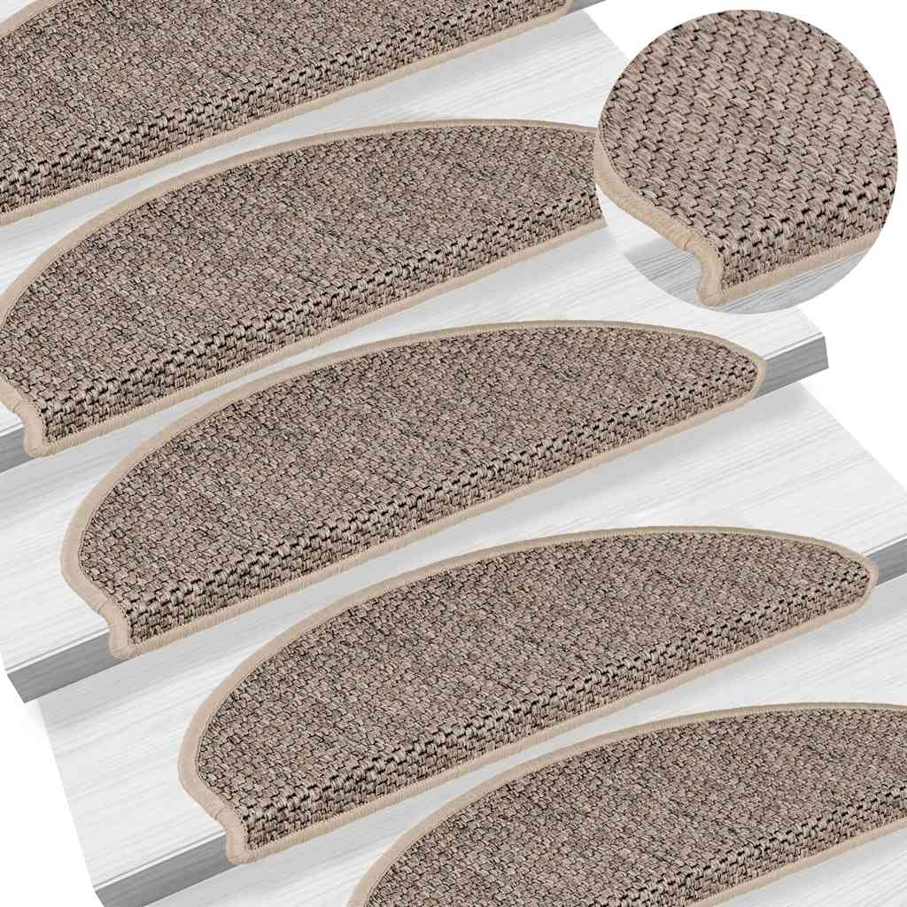 selvklæbende trappemåtter 30 stk. 65x21x4 cm sisal-look beige