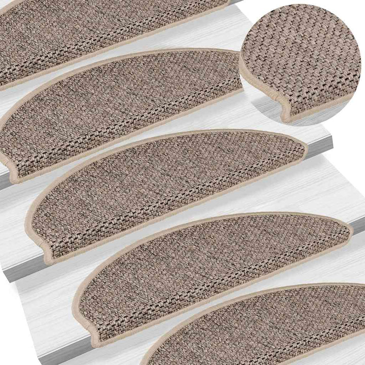 selvklæbende trappemåtter 30 stk. 65x21x4 cm sisal-look beige
