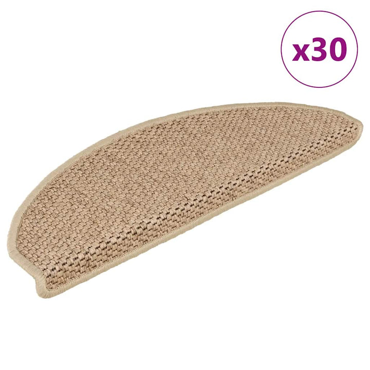 selvklæbende trappemåtter 30stk. 65x21x4cm sisal-look sandfarve