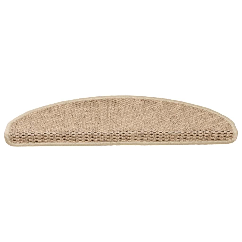 selvklæbende trappemåtter 30stk. 65x21x4cm sisal-look sandfarve