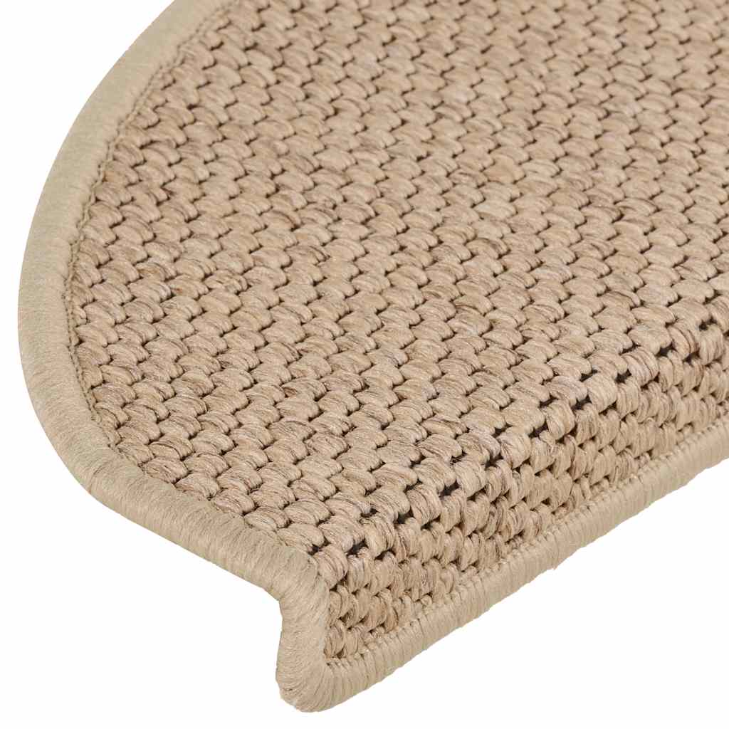 selvklæbende trappemåtter 30stk. 65x21x4cm sisal-look sandfarve