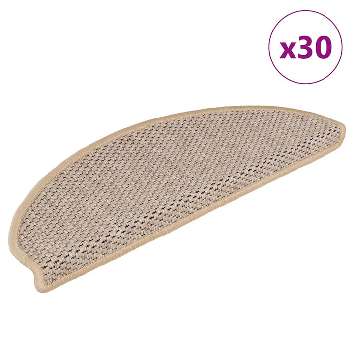 selvklæbende trappemåtter 30stk. 65x21x4cm sisal-look lys beige