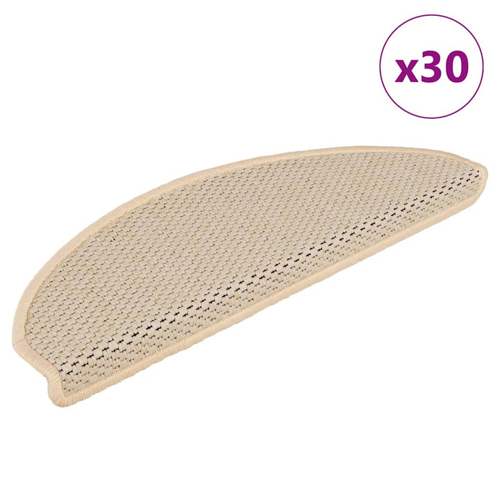 selvklæbende trappemåtter 30 stk. 65x21x4 cm sisal-look creme