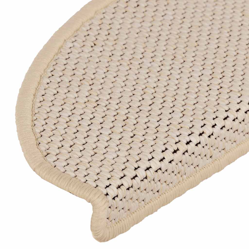 selvklæbende trappemåtter 30 stk. 65x21x4 cm sisal-look creme