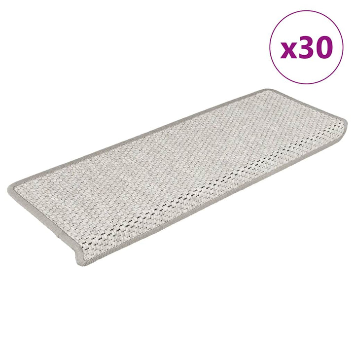 selvklæbende trappemåtter 30 stk. 65x21x4 cm sisal-look platina