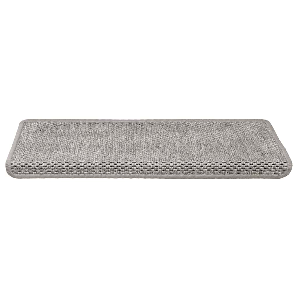selvklæbende trappemåtter 30 stk. 65x21x4 cm sisal-look sølv