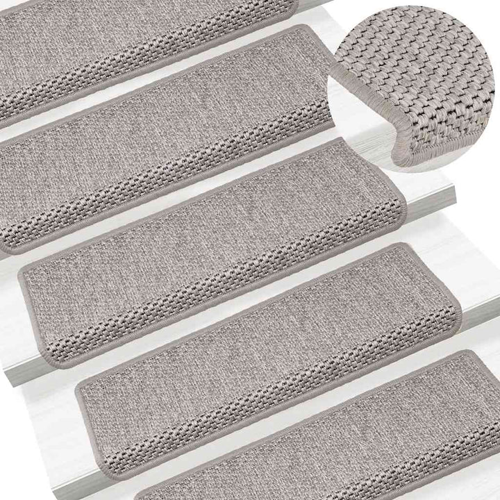 selvklæbende trappemåtter 30 stk. 65x21x4 cm sisal-look sølv