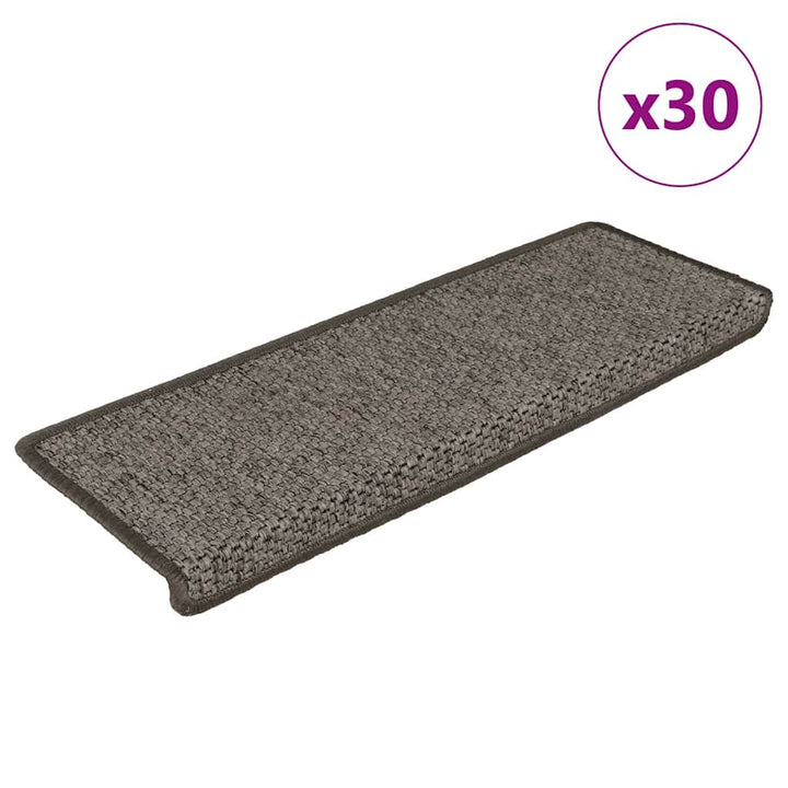 selvklæbende trappemåtter 30stk. 65x21x4cm sisal-look grå beige