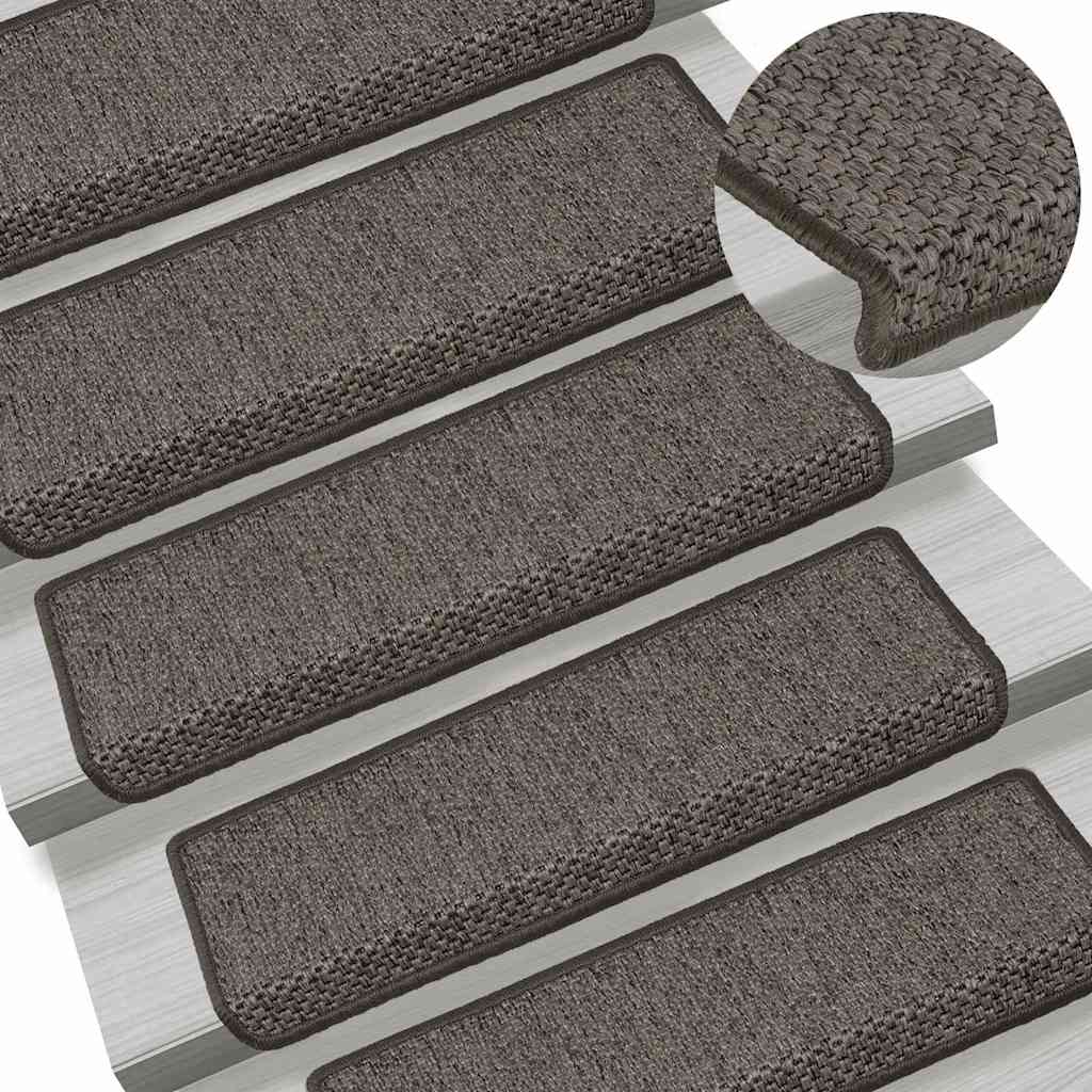 selvklæbende trappemåtter 30stk. 65x21x4cm sisal-look grå beige