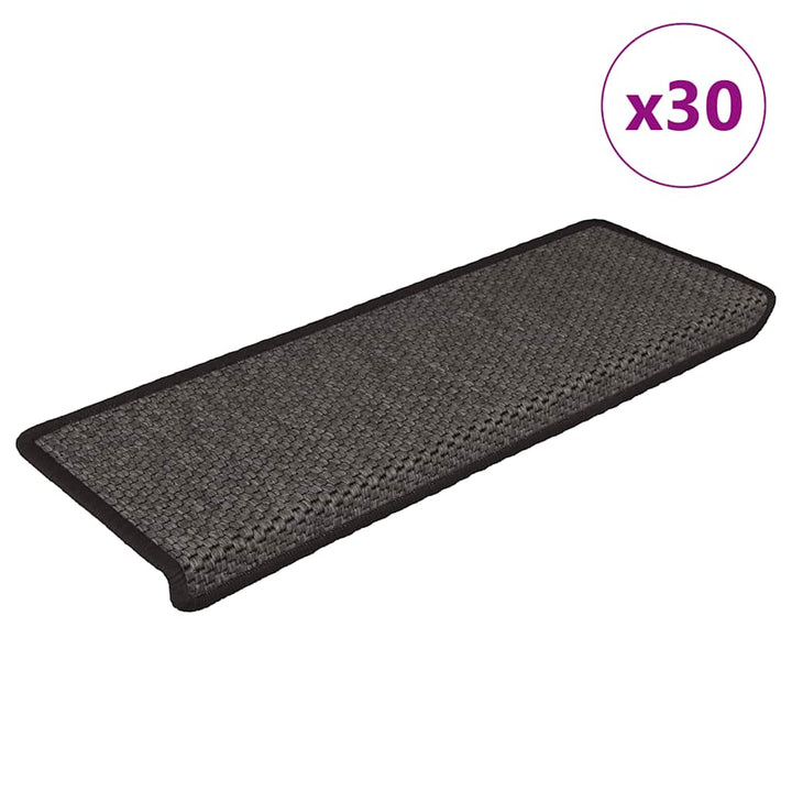 selvklæbende trappemåtter 30 stk. 65x21x4cm sisal-look antracit