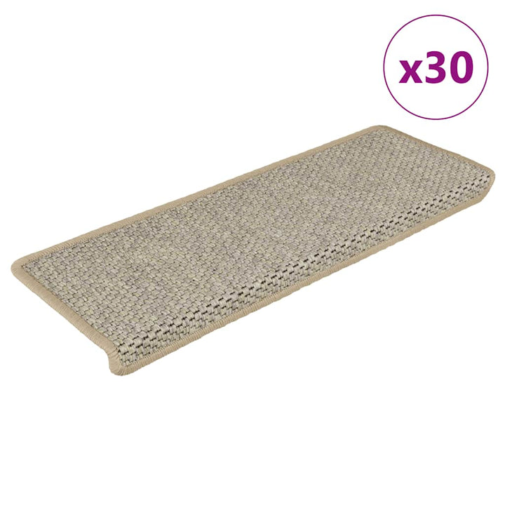 selvklæbende trappemåtter 30 stk. 65x21x4 cm sisal-look grøn