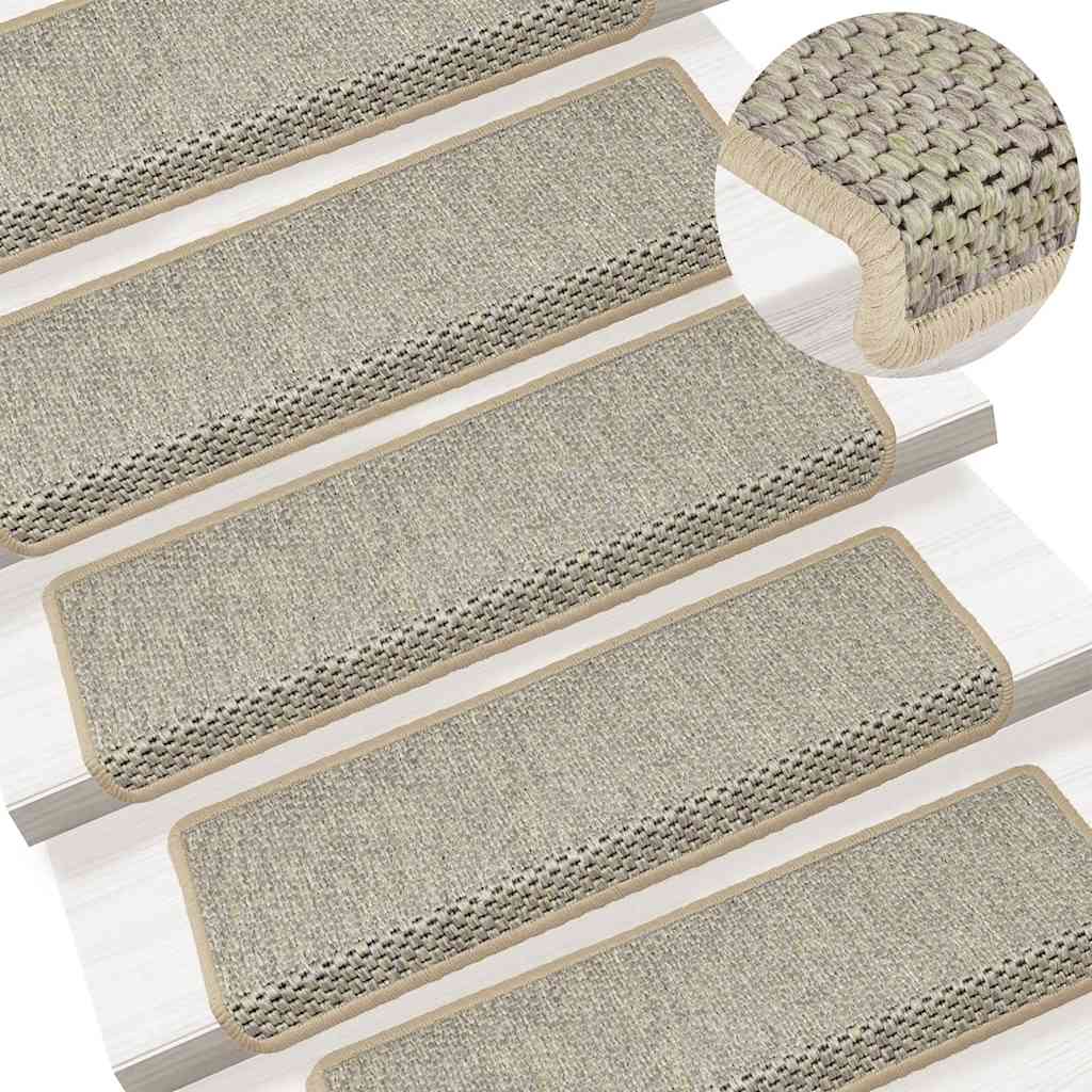 selvklæbende trappemåtter 30 stk. 65x21x4 cm sisal-look grøn