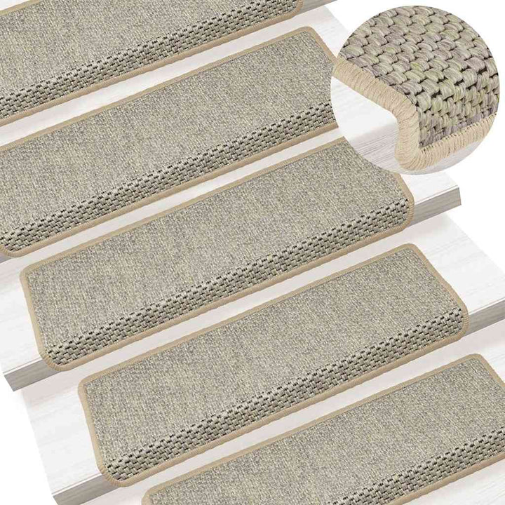 selvklæbende trappemåtter 30 stk. 65x21x4 cm sisal-look grøn