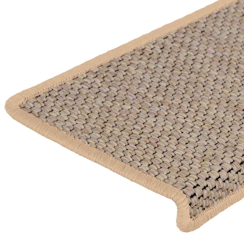 selvklæbende trappemåtter 30stk. 65x21x4cm sisal-look lys beige