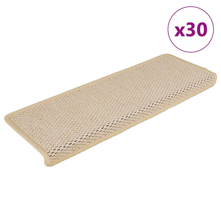 selvklæbende trappemåtter 30 stk. 65x21x4 cm sisal-look Berber