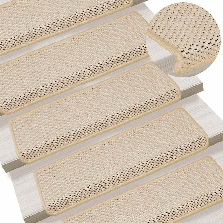 selvklæbende trappemåtter 30 stk. 65x21x4 cm sisal-look Berber