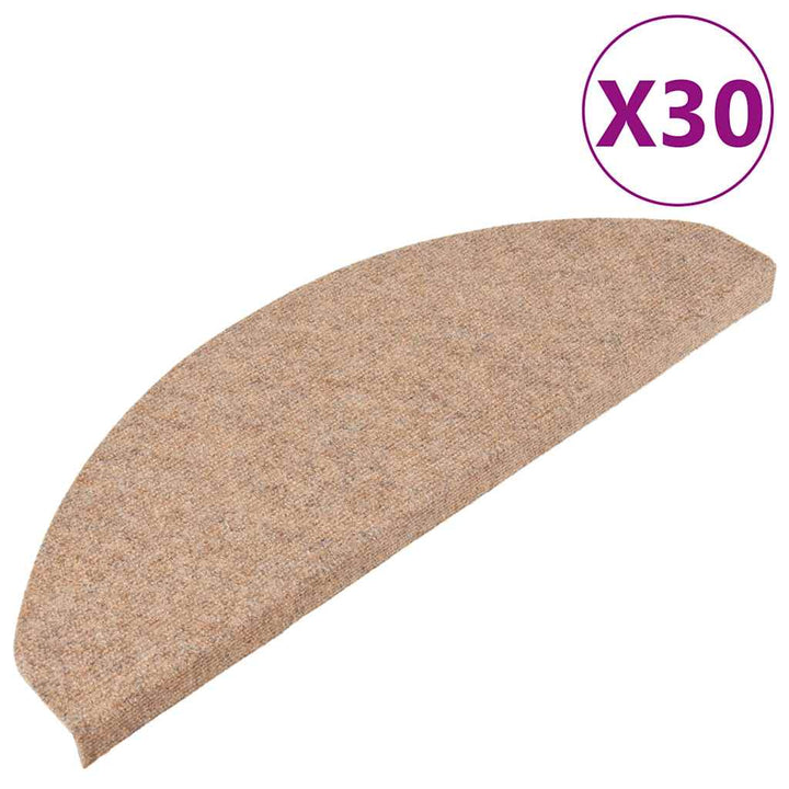 selvklæbende trappemåtter 30 stk. 65x22,5x3,5 cm beige