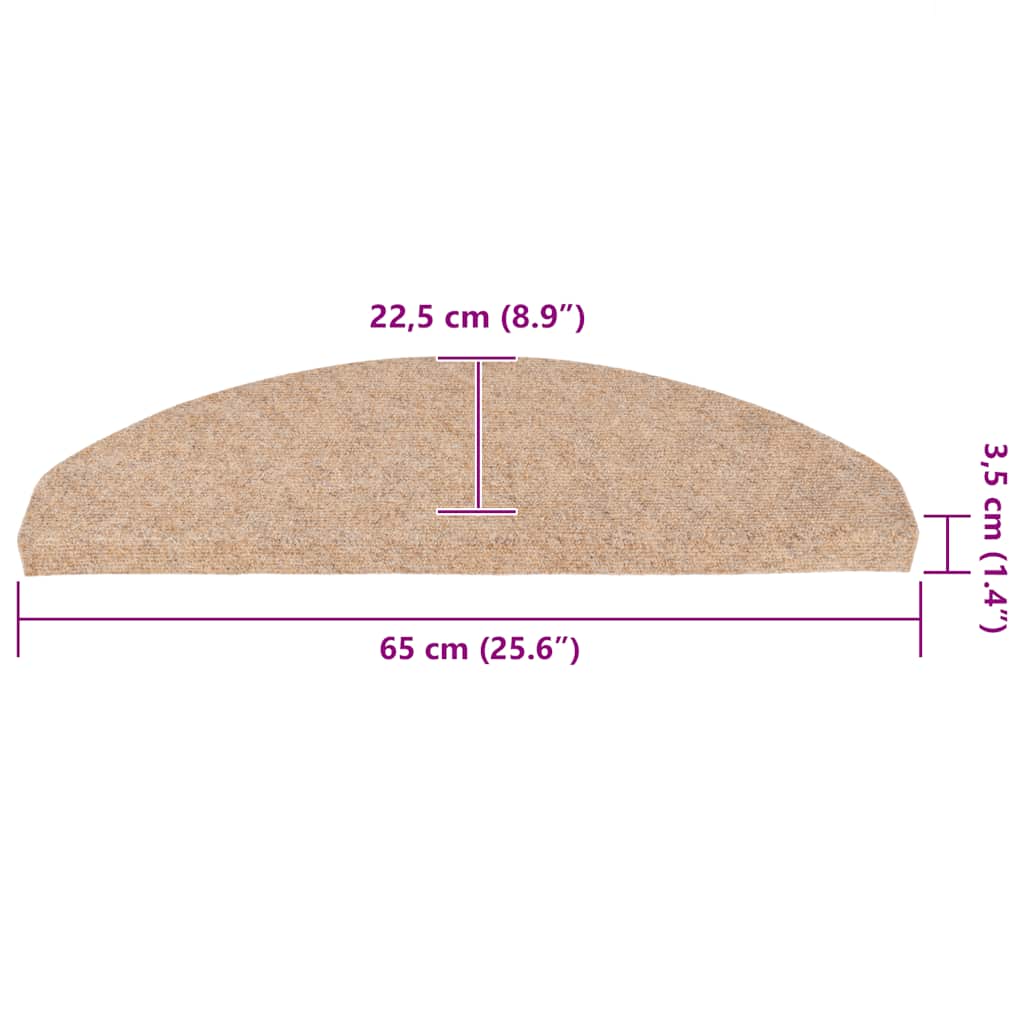 selvklæbende trappemåtter 30 stk. 65x22,5x3,5 cm beige