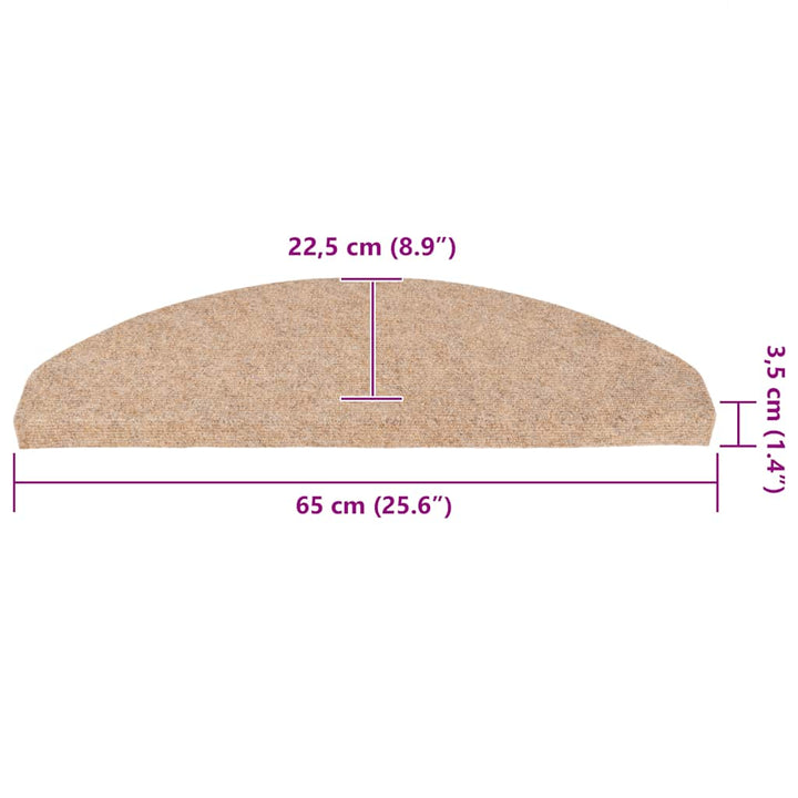 selvklæbende trappemåtter 30 stk. 65x22,5x3,5 cm beige
