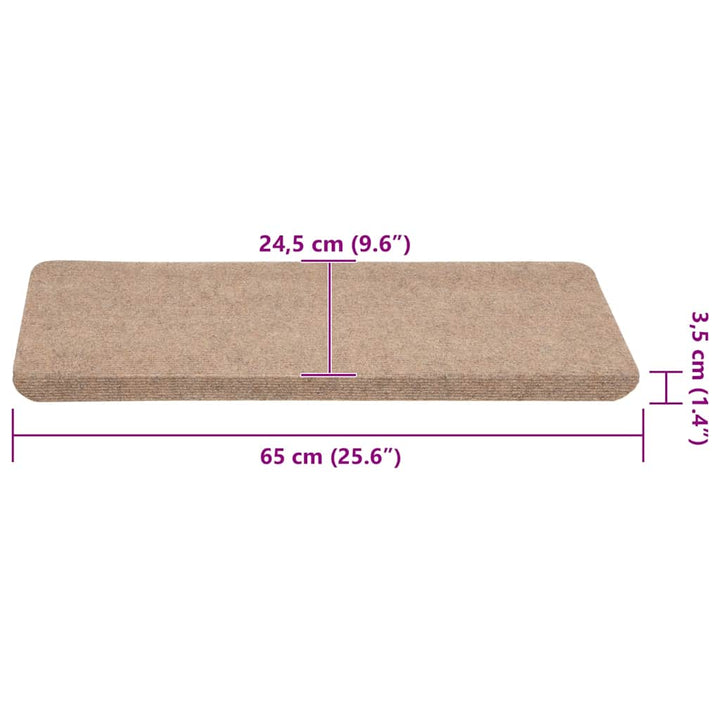 selvklæbende trappemåtter 30 stk. 65x24,5x3,5 cm beige