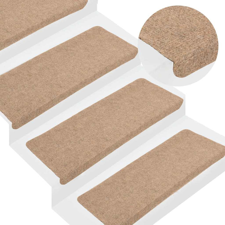 selvklæbende trappemåtter 30 stk. 65x24,5x3,5 cm beige