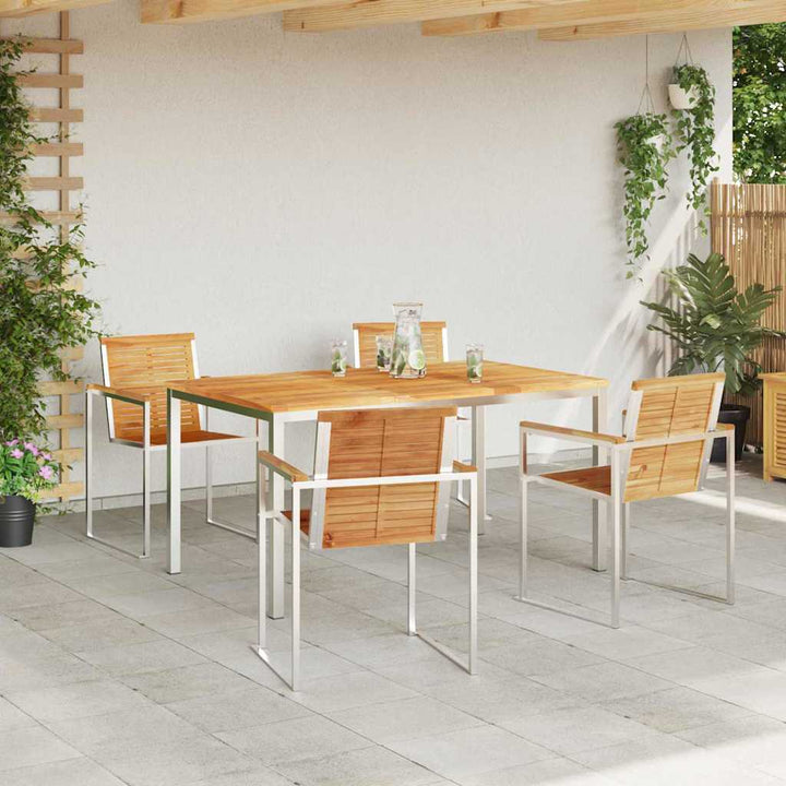 Have Spisebordssæt 5 pcs Massivt teaktræ