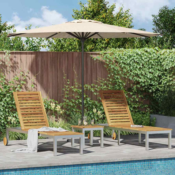Solsenge 2 stk med bord 2-person 3 pcs Brun Massiv akacietræ