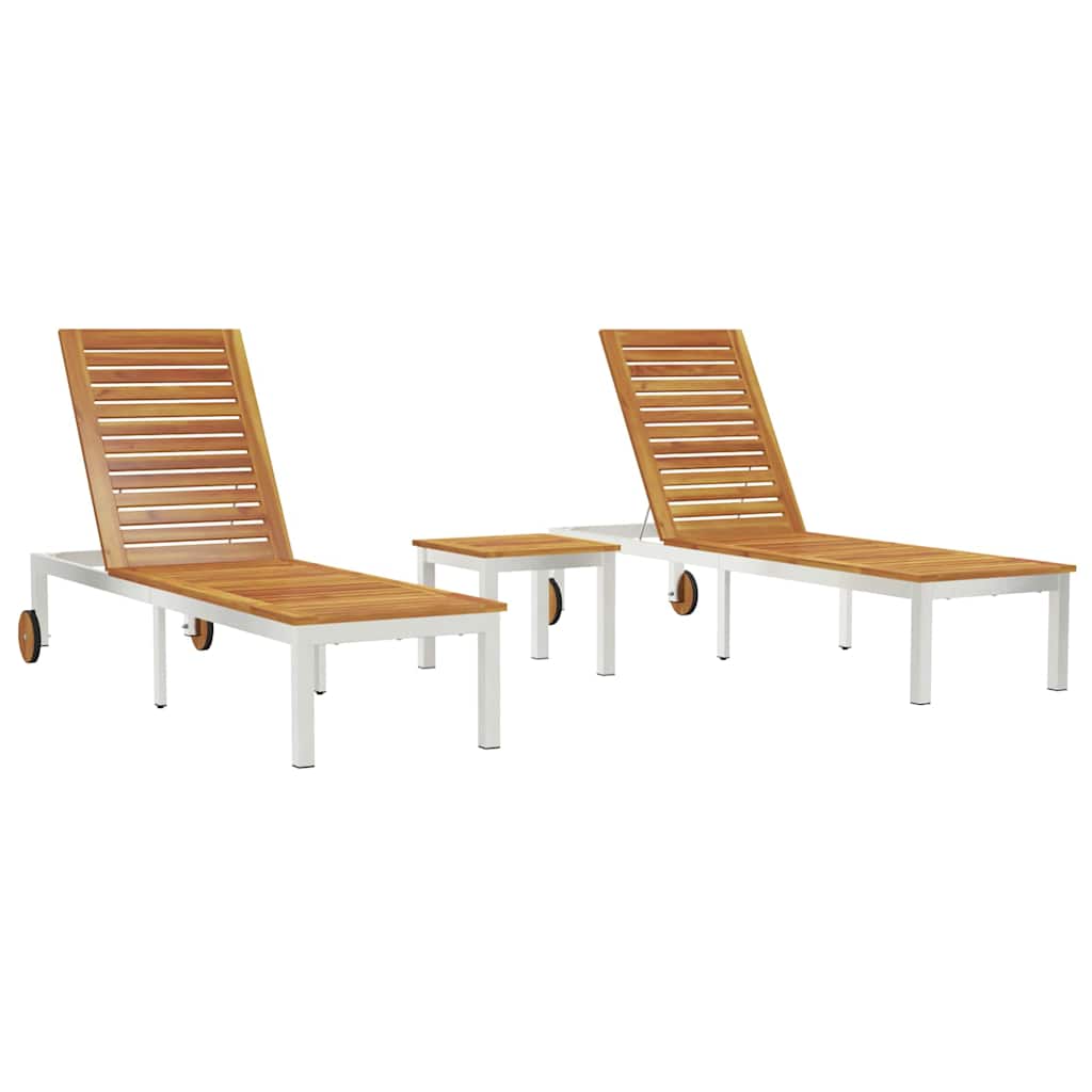 Solsenge 2 stk med bord 2-person 3 pcs Brun Massiv akacietræ