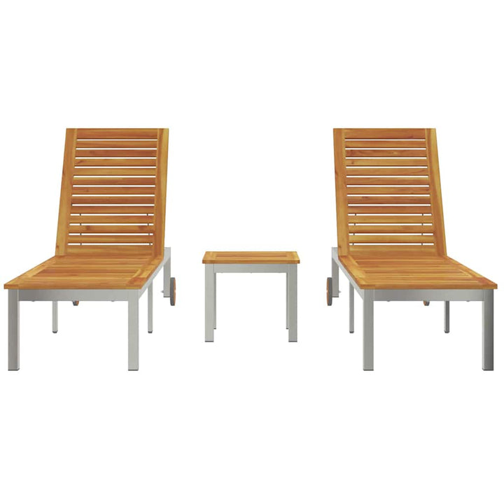 Solsenge 2 stk med bord 2-person 3 pcs Brun Massiv akacietræ