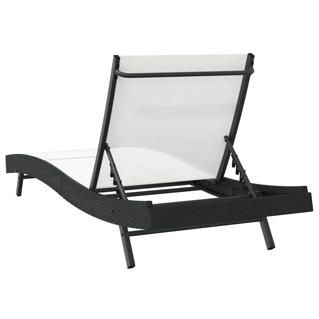 Solseng Sort og Hvid 70 x 197 x 82 cm Poly rattan og metal