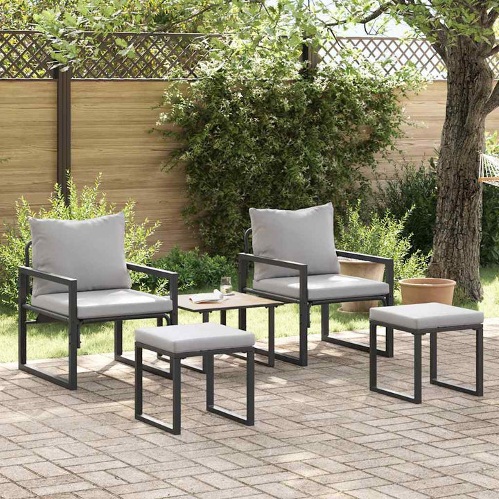 Havemøbler med pude Andet 4 pcs Sort 61 x 72.5 x 71 cm Stål